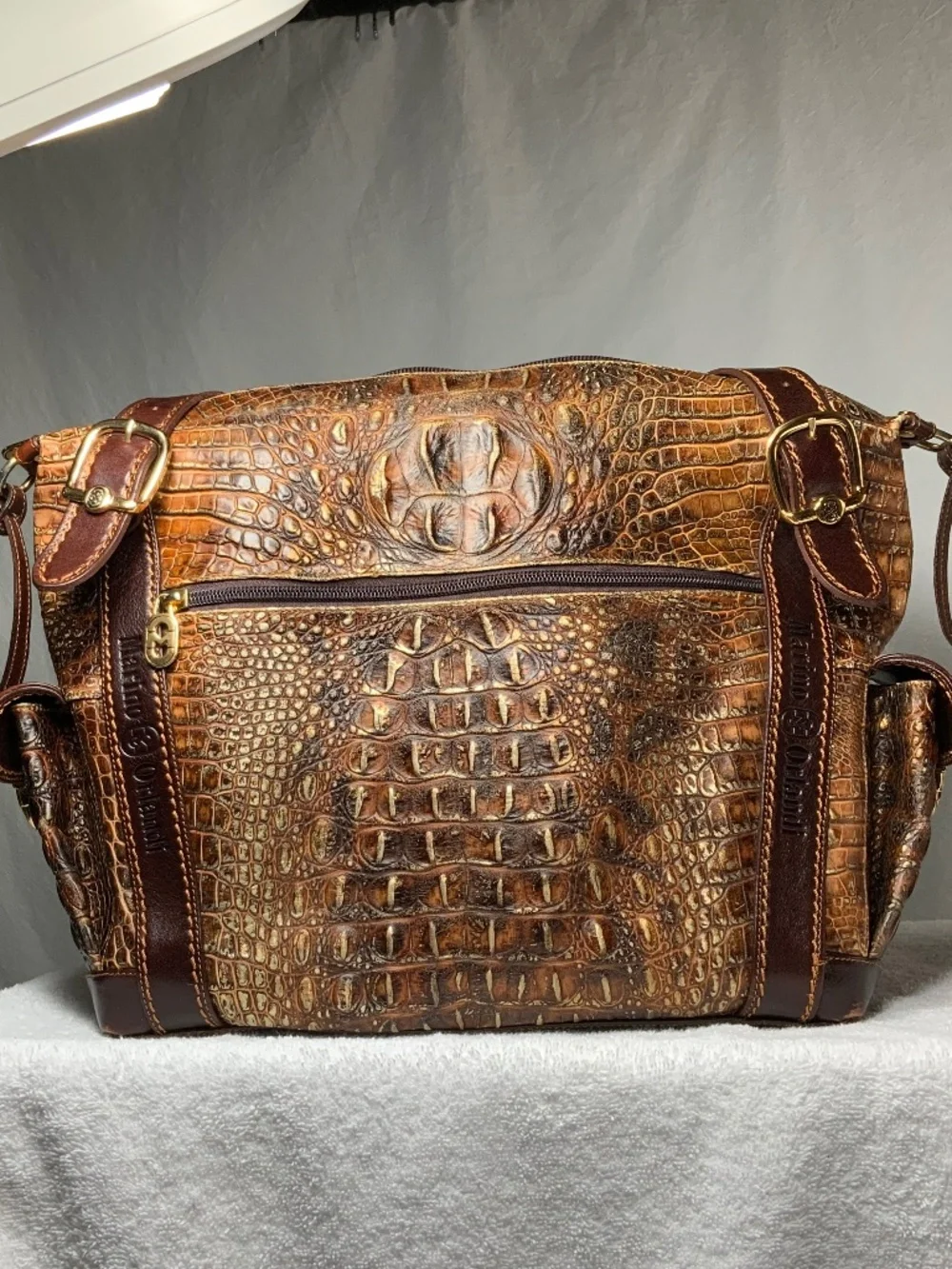 Marino Orlandi Large Croc Embossed Leather Purse - Picture 3 of 16